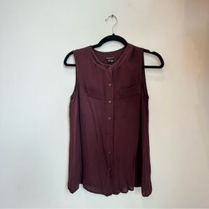 Theory Burgundy Sleeveless Silky Tank Top S/P